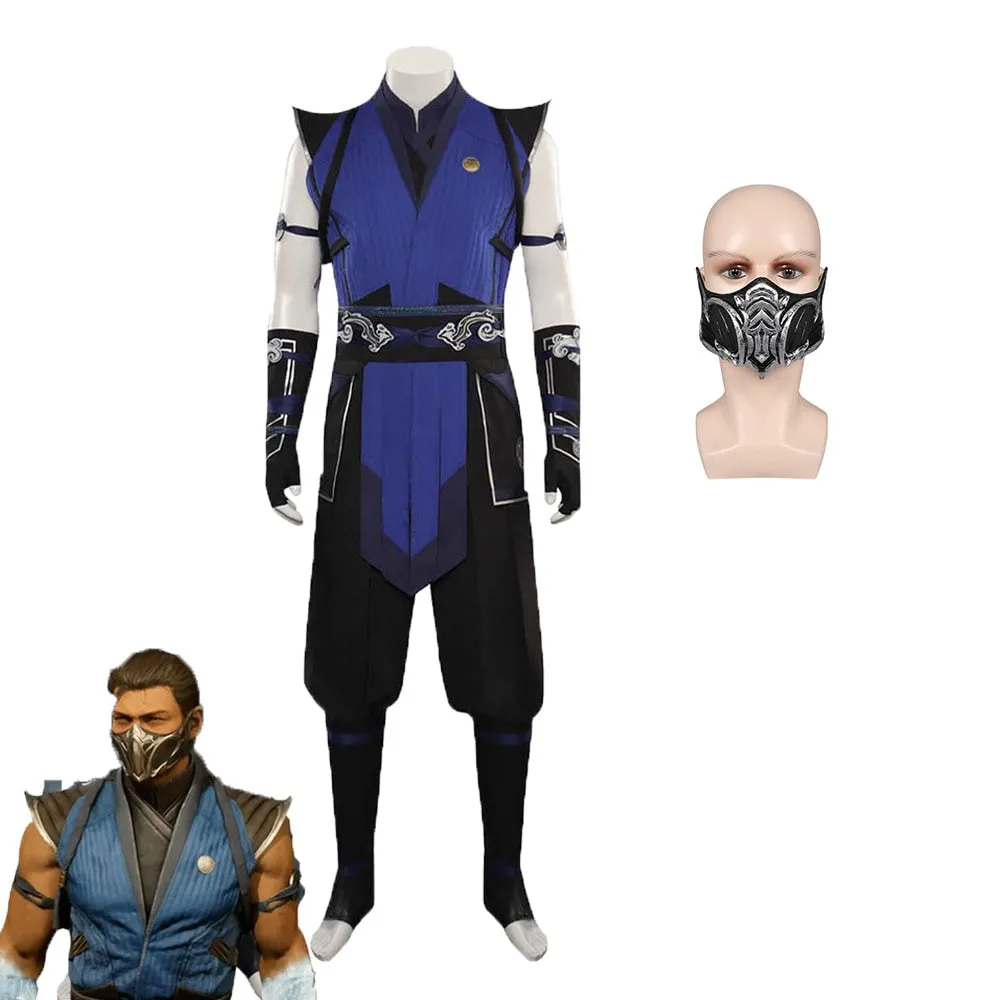 Mortal Cos Kombat Sub-Zero Cosplay Top Pants Costume Mask Men Male Fantasia Disguise Outfits Halloween Carnival Role Play Suit