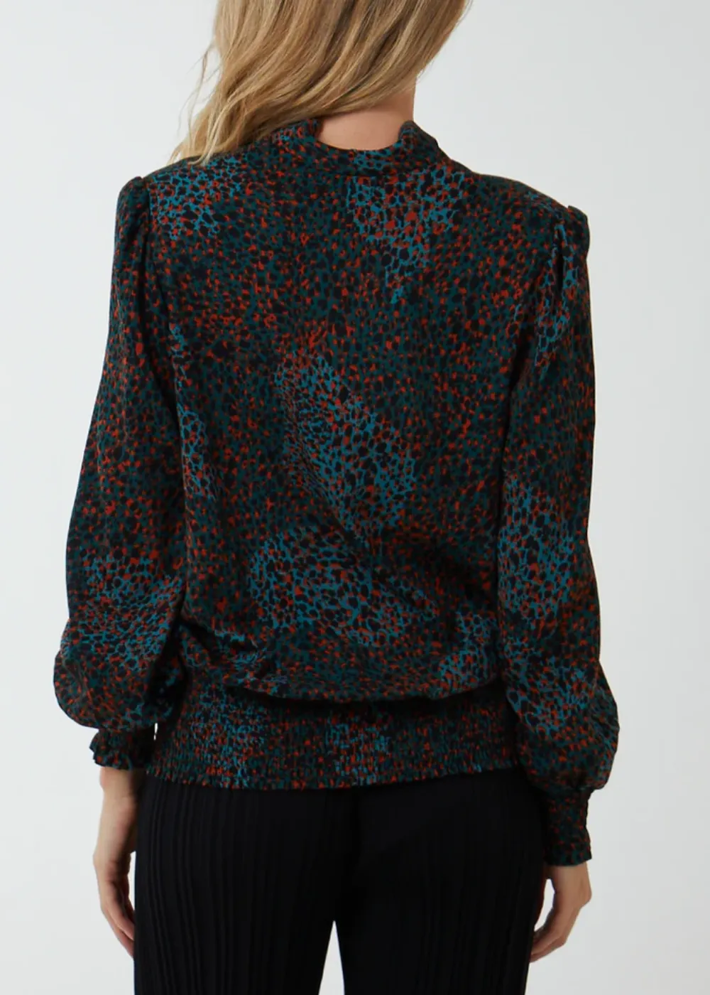 Multi Abstract Animal Print Wrap Blouse