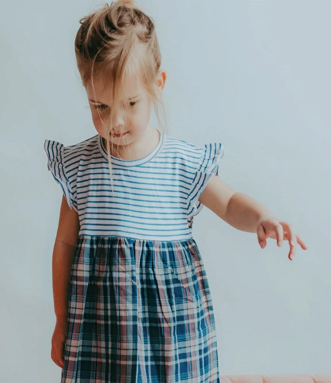 Multicoloured Check And Stripe Dress