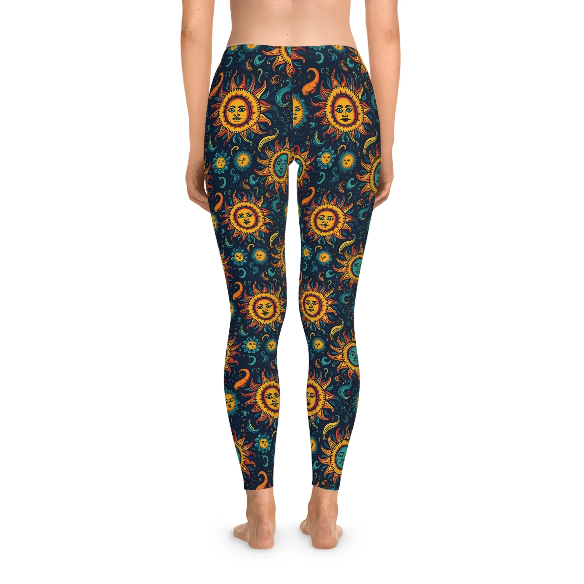Mystic Sun & Moon Stretchy Leggings - Cosmic Yoga Pants for Freedom and Comfort