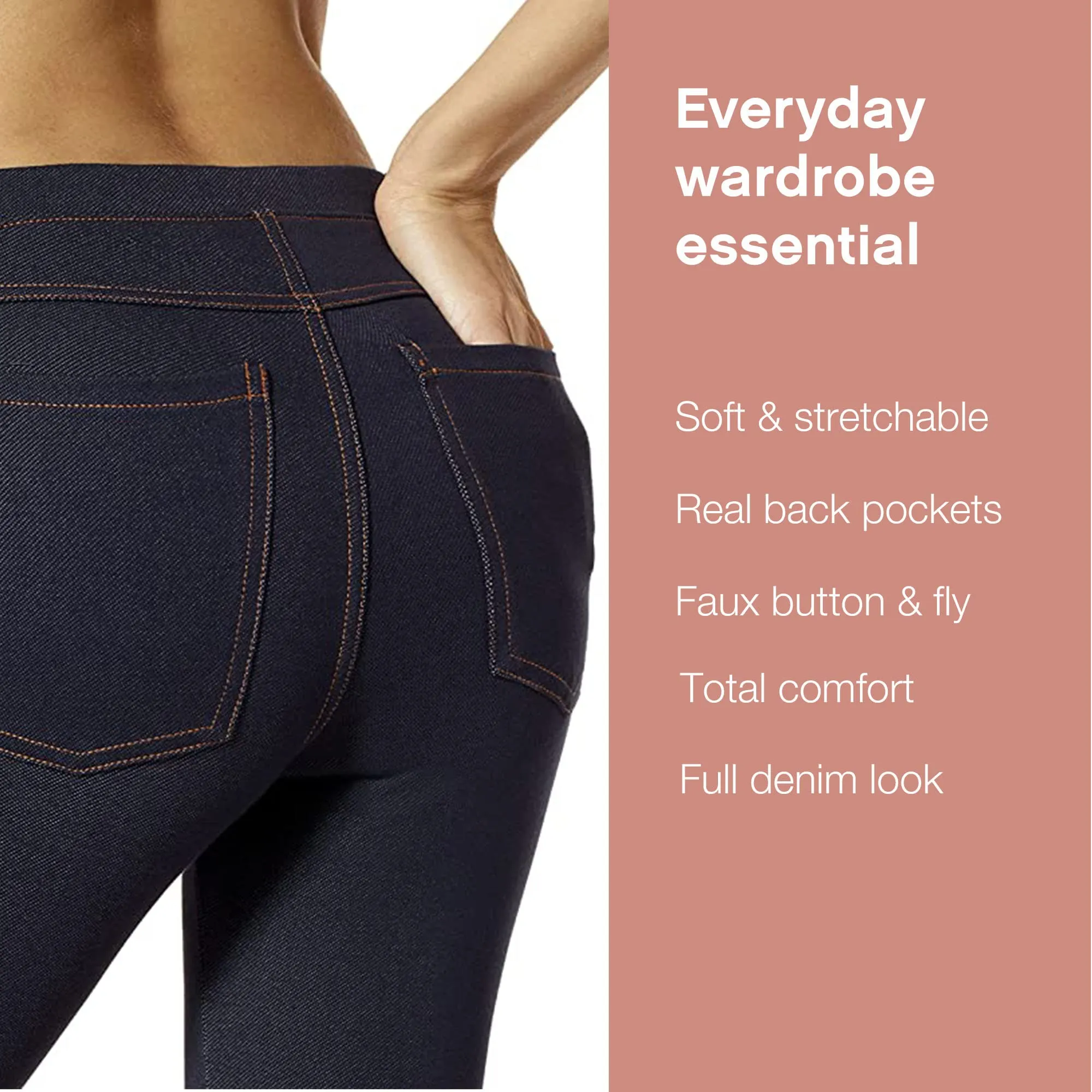 No nonsense Women's Stretch Denim Legging, Dark Denim