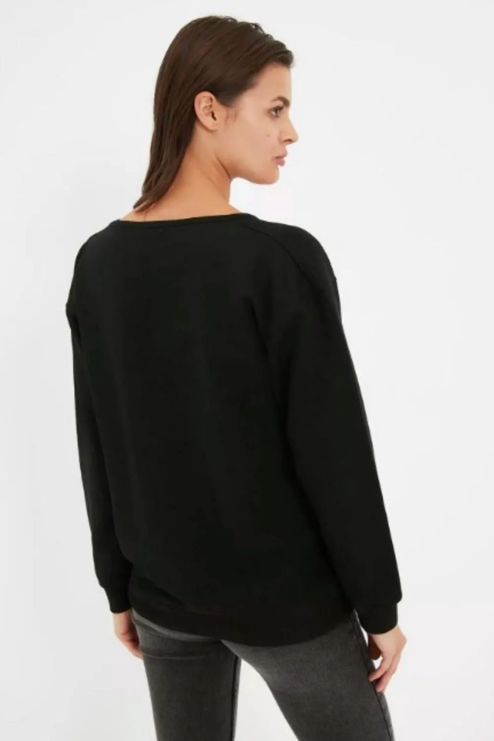 No Worries Asymmetric Neckline Relaxed Black Top