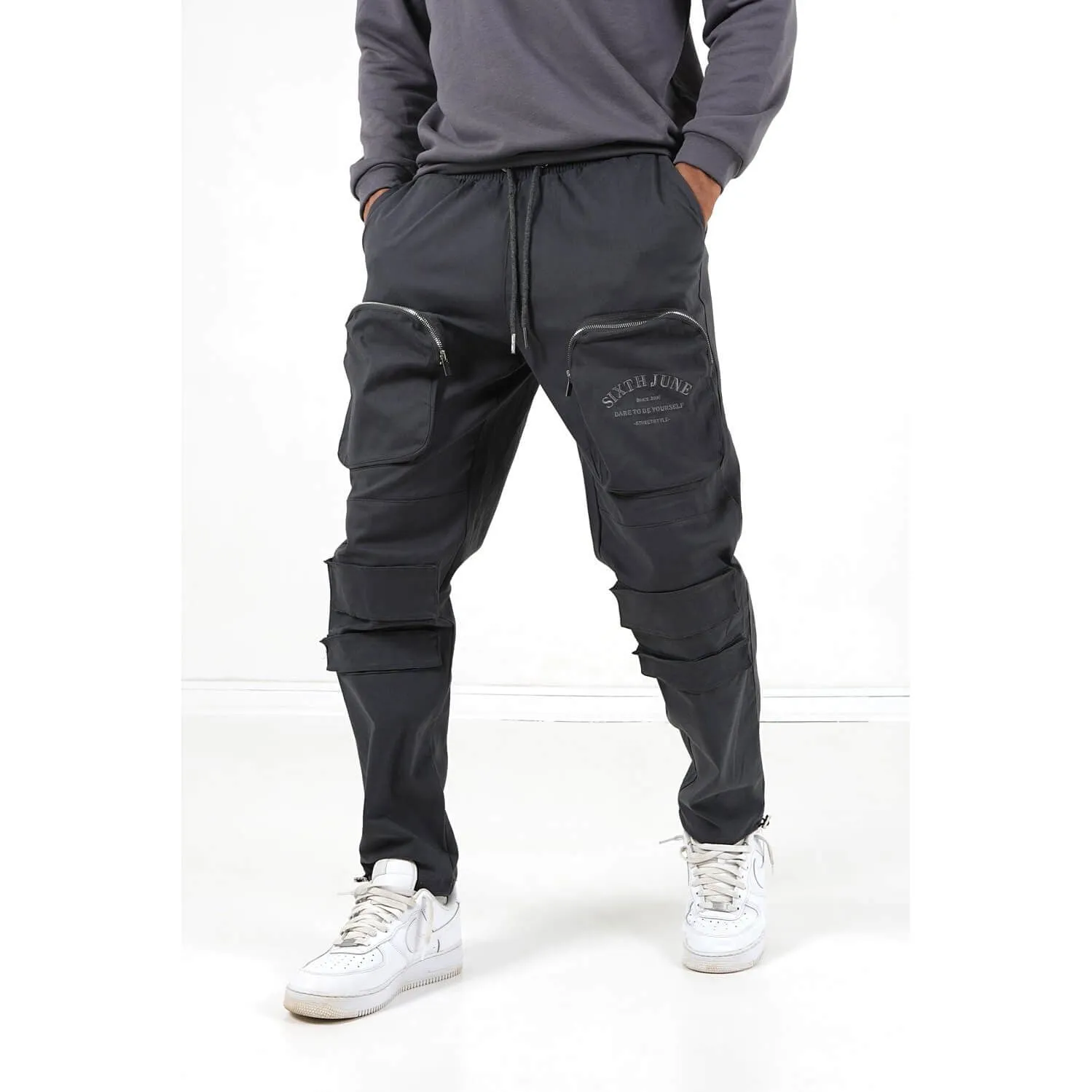 Nohavice Sixth June Dare Pants W/ Embroideries Dark Grey