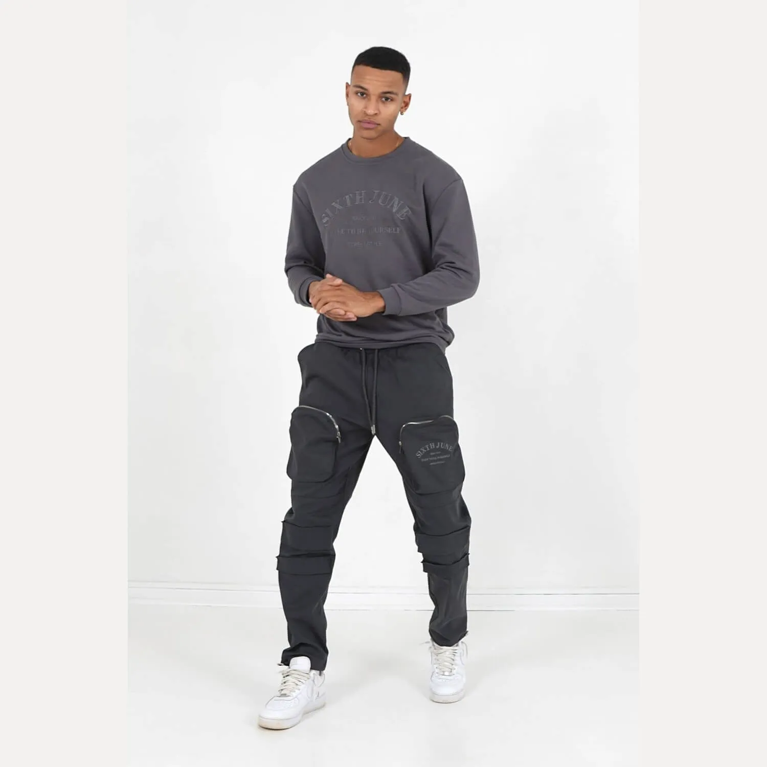 Nohavice Sixth June Dare Pants W/ Embroideries Dark Grey