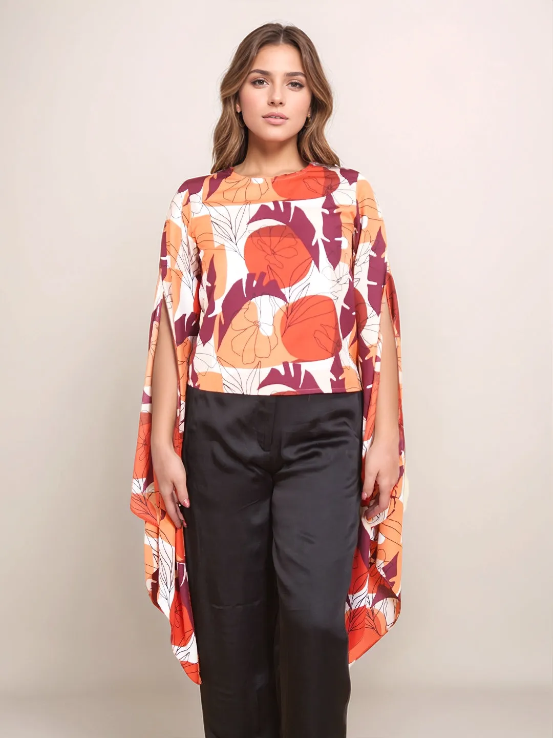 Off White Floral Prints Relaxed Fit Top