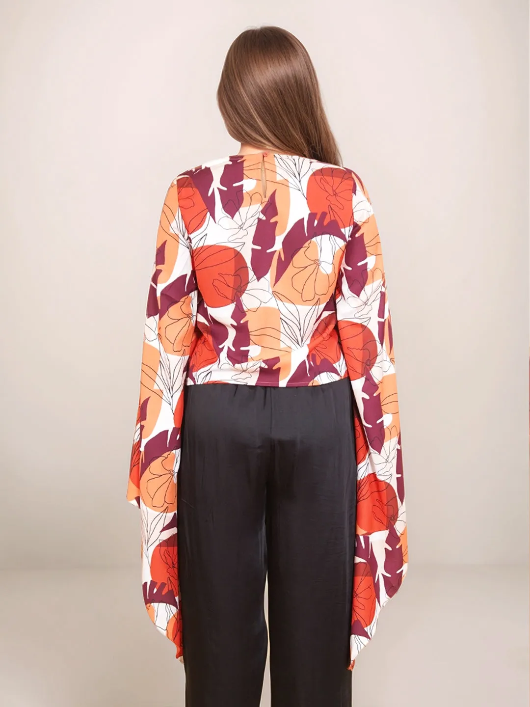 Off White Floral Prints Relaxed Fit Top