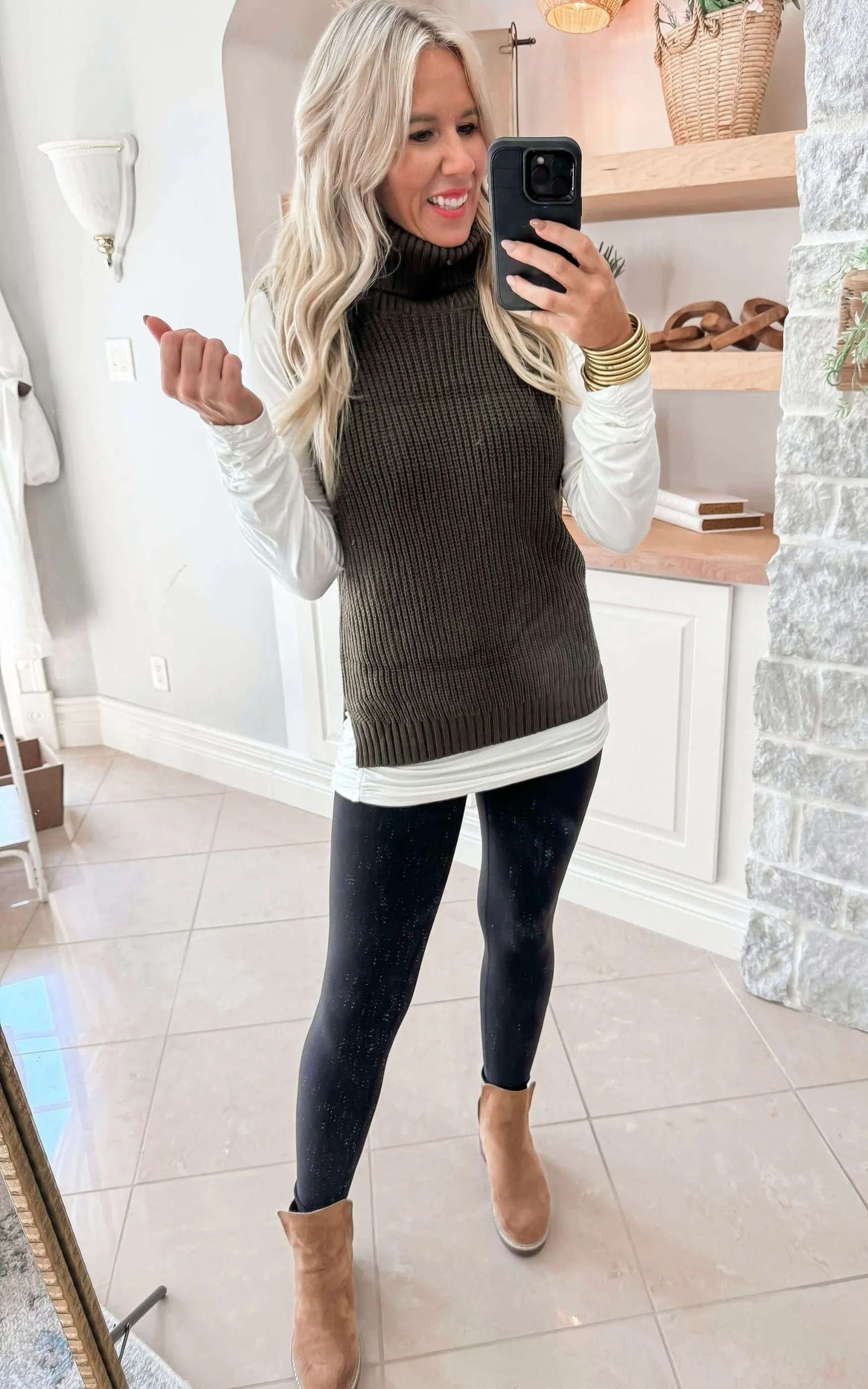 Olive Turtleneck Sleeveless Sweater | MIRACLE - Final Sale**