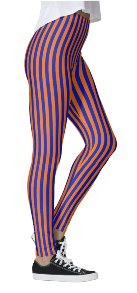 Orange & Purple Thin Striped Leggings