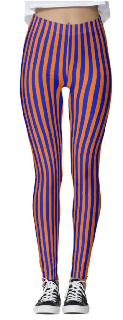 Orange & Purple Thin Striped Leggings