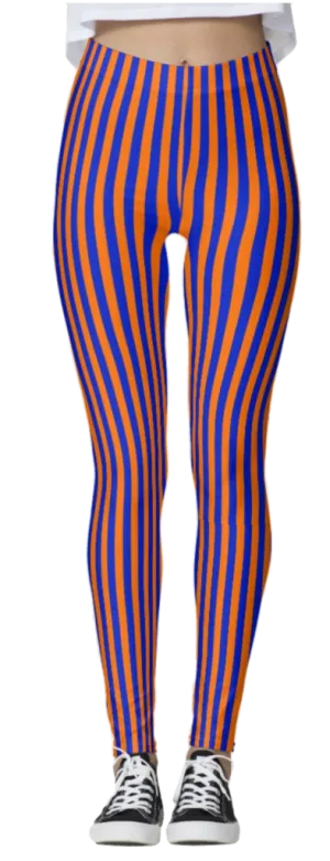 Orange & Purple Thin Striped Leggings