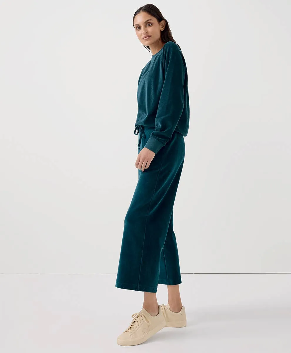 Organic Cotton Velour Wide Leg Crop Pant