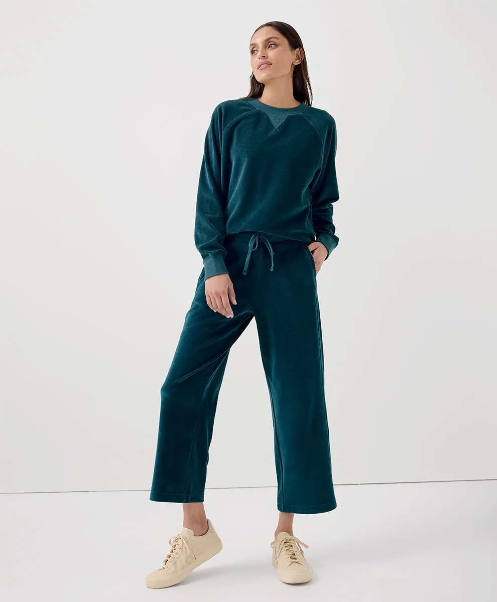 Organic Cotton Velour Wide Leg Crop Pant
