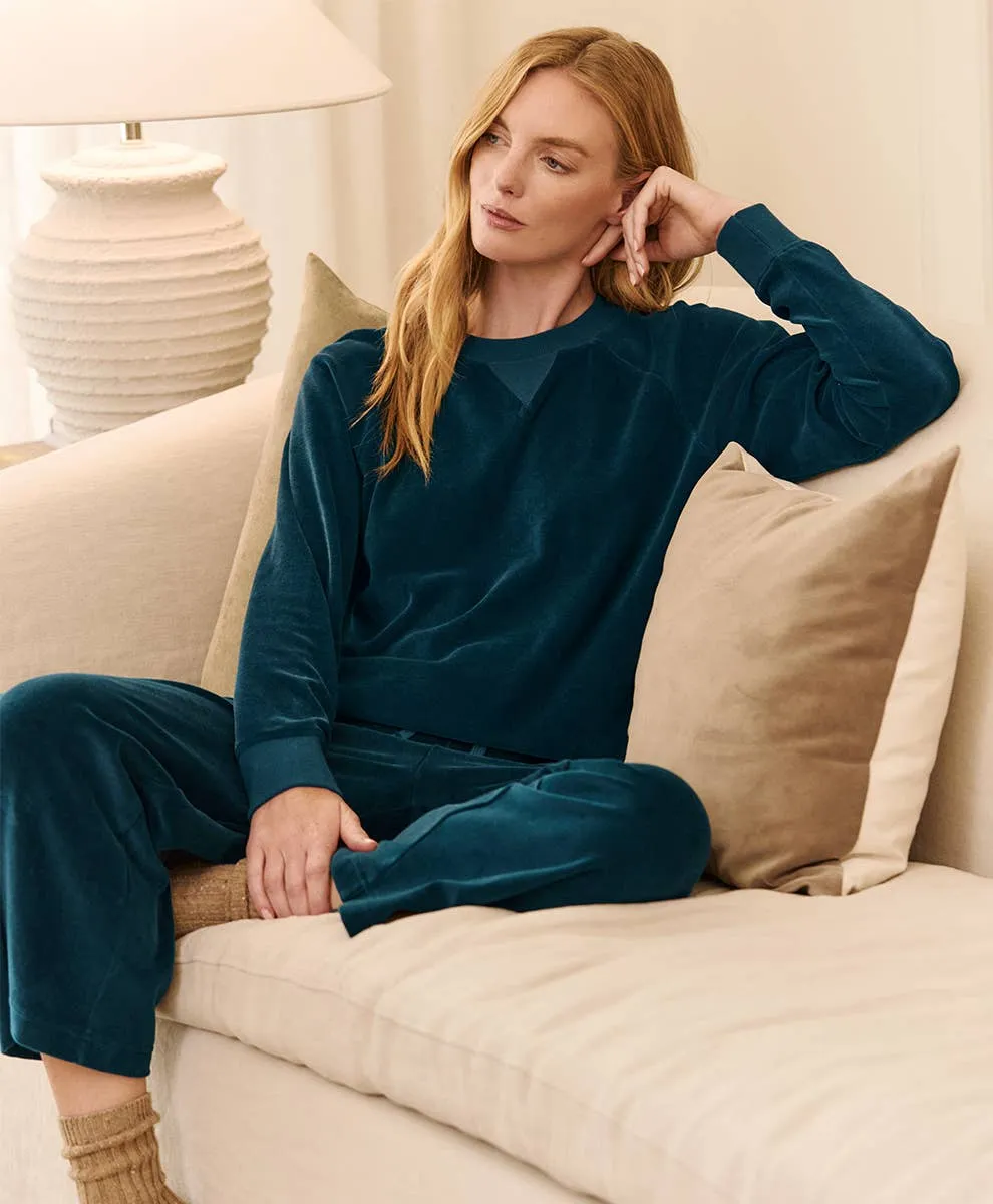 Organic Cotton Velour Wide Leg Crop Pant