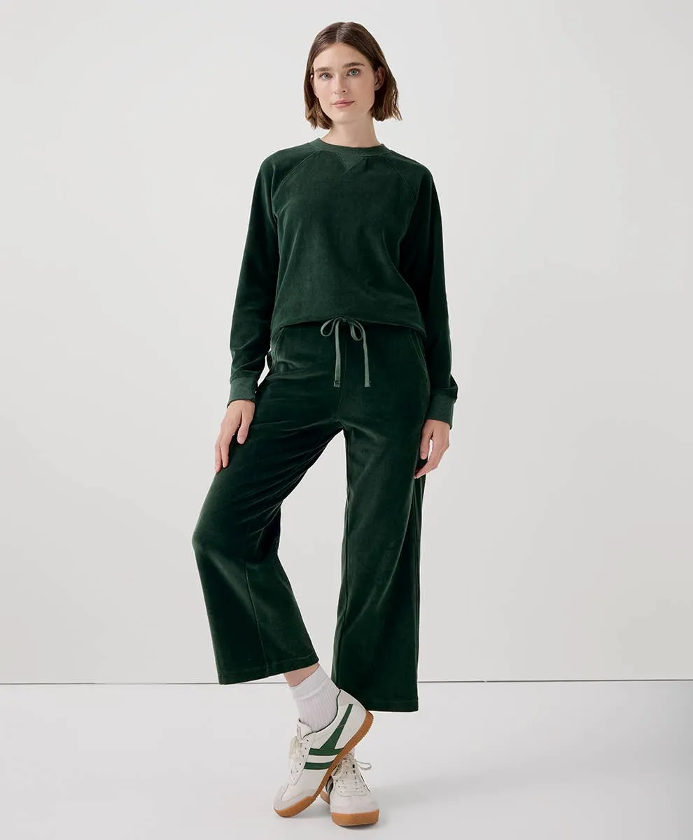 Organic Cotton Velour Wide Leg Crop Pant