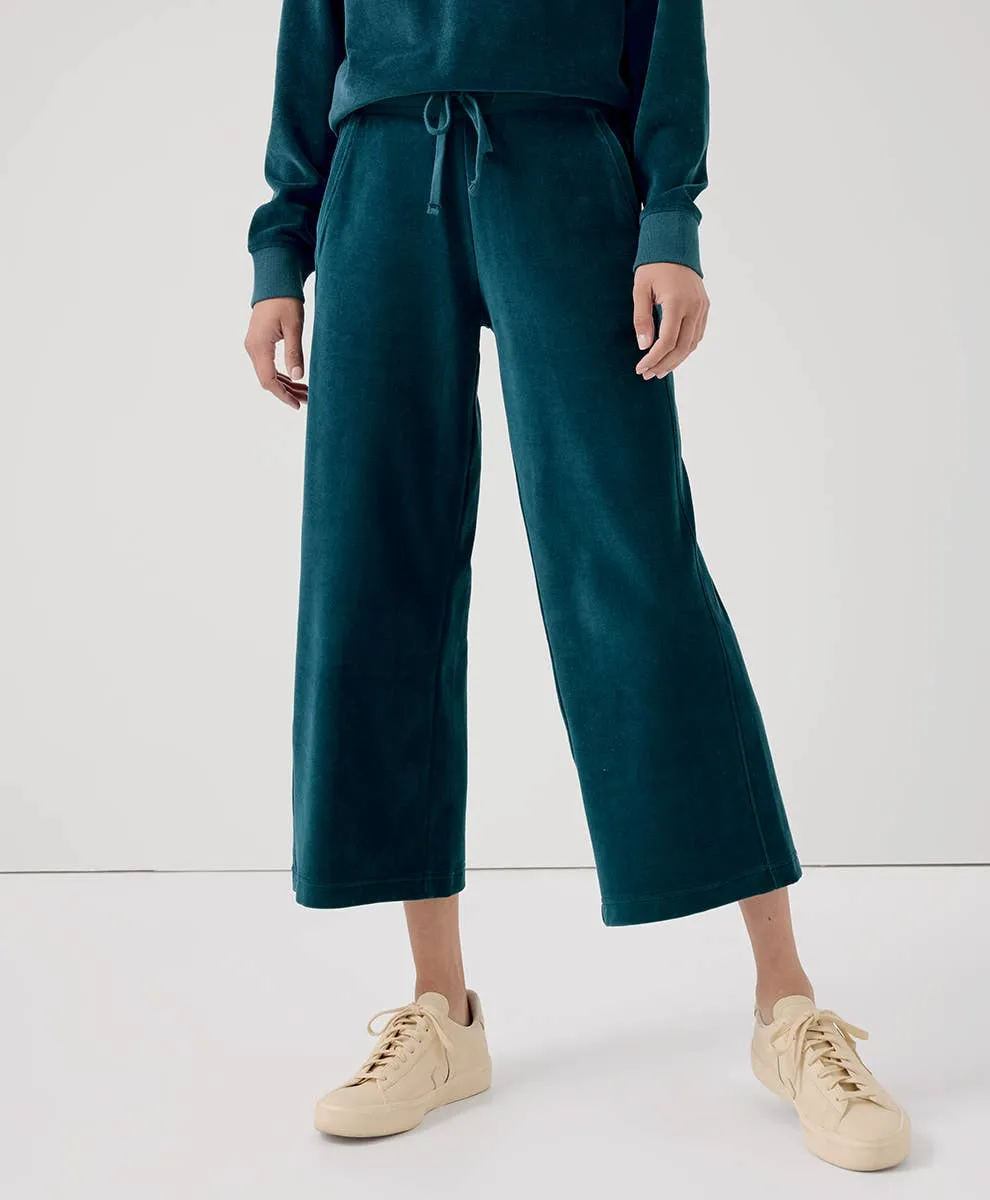 Organic Cotton Velour Wide Leg Crop Pant