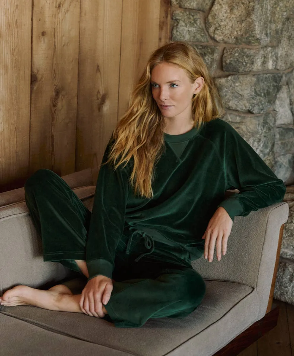 Organic Cotton Velour Wide Leg Crop Pant