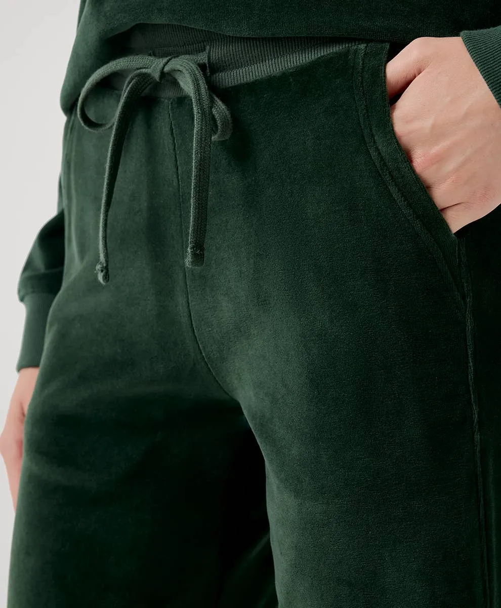 Organic Cotton Velour Wide Leg Crop Pant