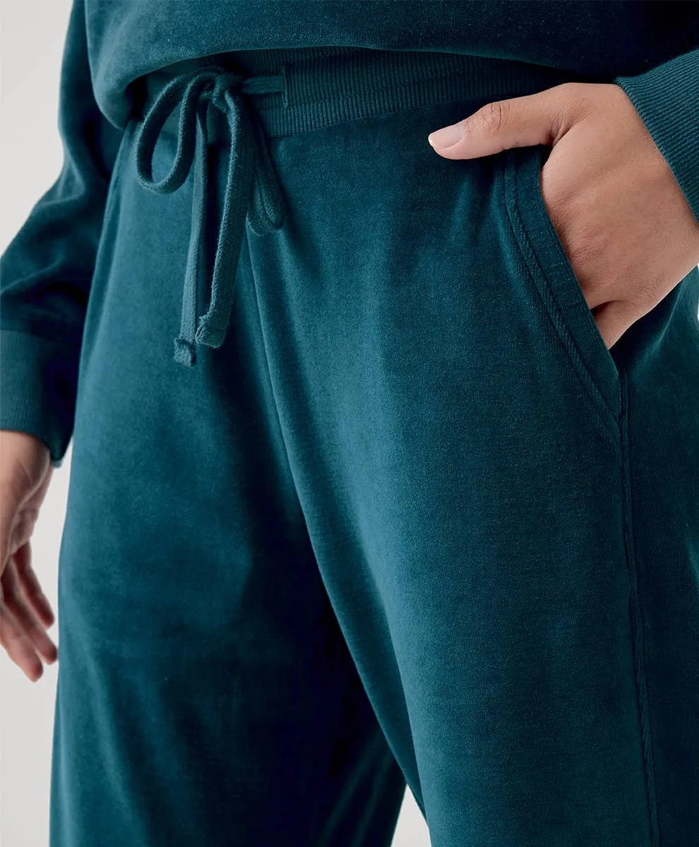 Organic Cotton Velour Wide Leg Crop Pant