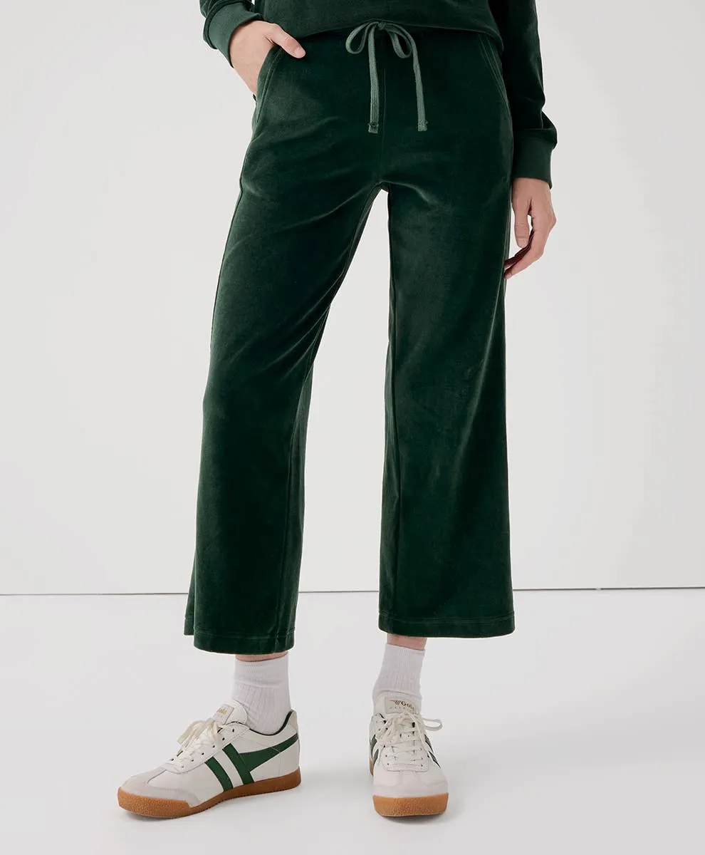 Organic Cotton Velour Wide Leg Crop Pant