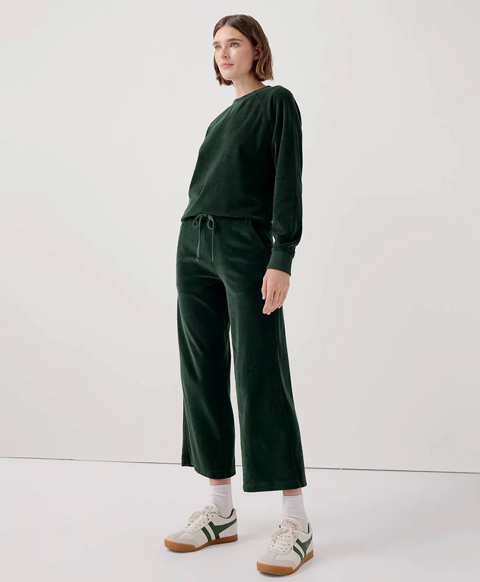 Organic Cotton Velour Wide Leg Crop Pant