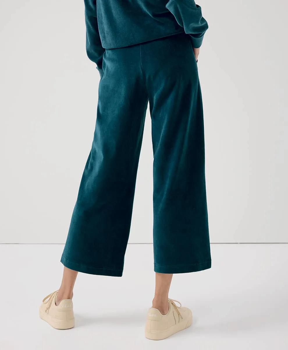 Organic Cotton Velour Wide Leg Crop Pant