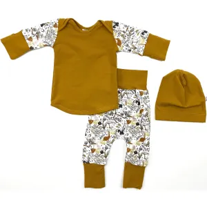 Organic Grow-With-Me Pyjama 5-in-1 (3PC) Set - Victorin Yellow