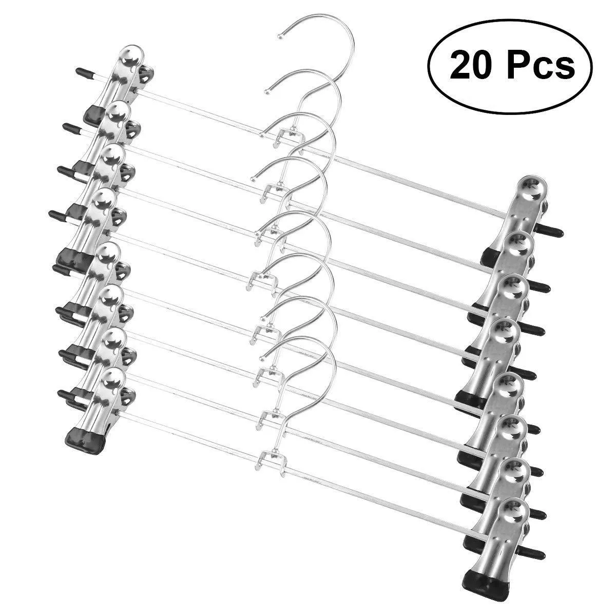 OUNONA 20pcs Stainless Steel Anti-Slip Clothes Drying Hanger Clips Pants Drying Rack