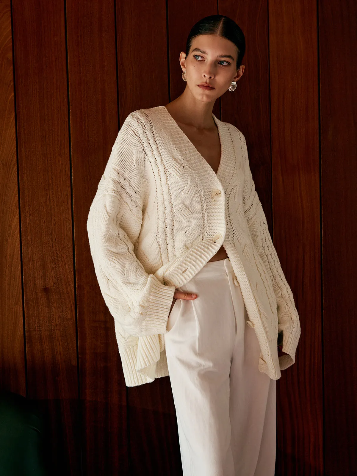 Oversized Cable Knit Outwear