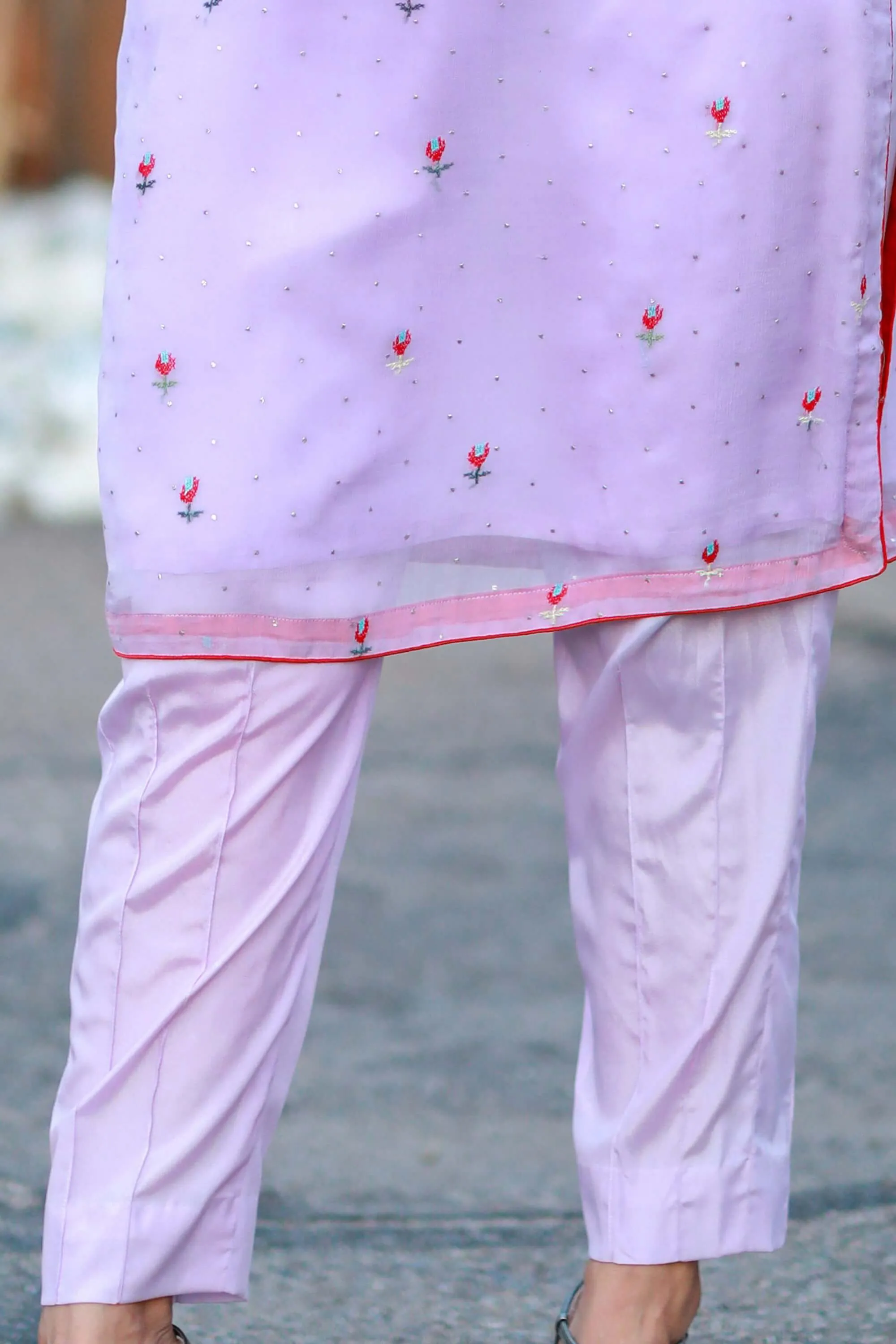 Pink Chiffon Suit-Salwar Kameez with Silk Lining