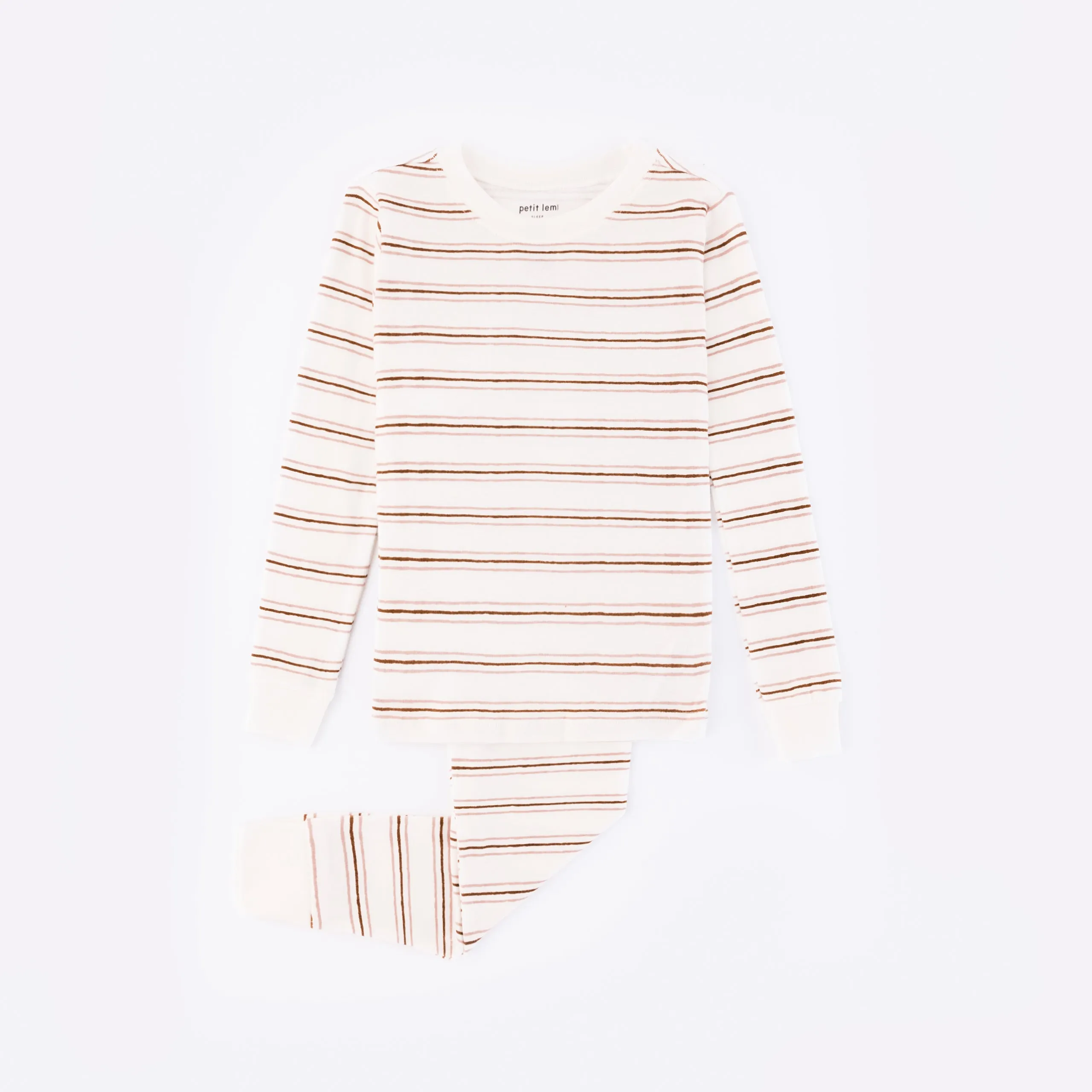 Pink Multistripe Print on Off-White PJ Set