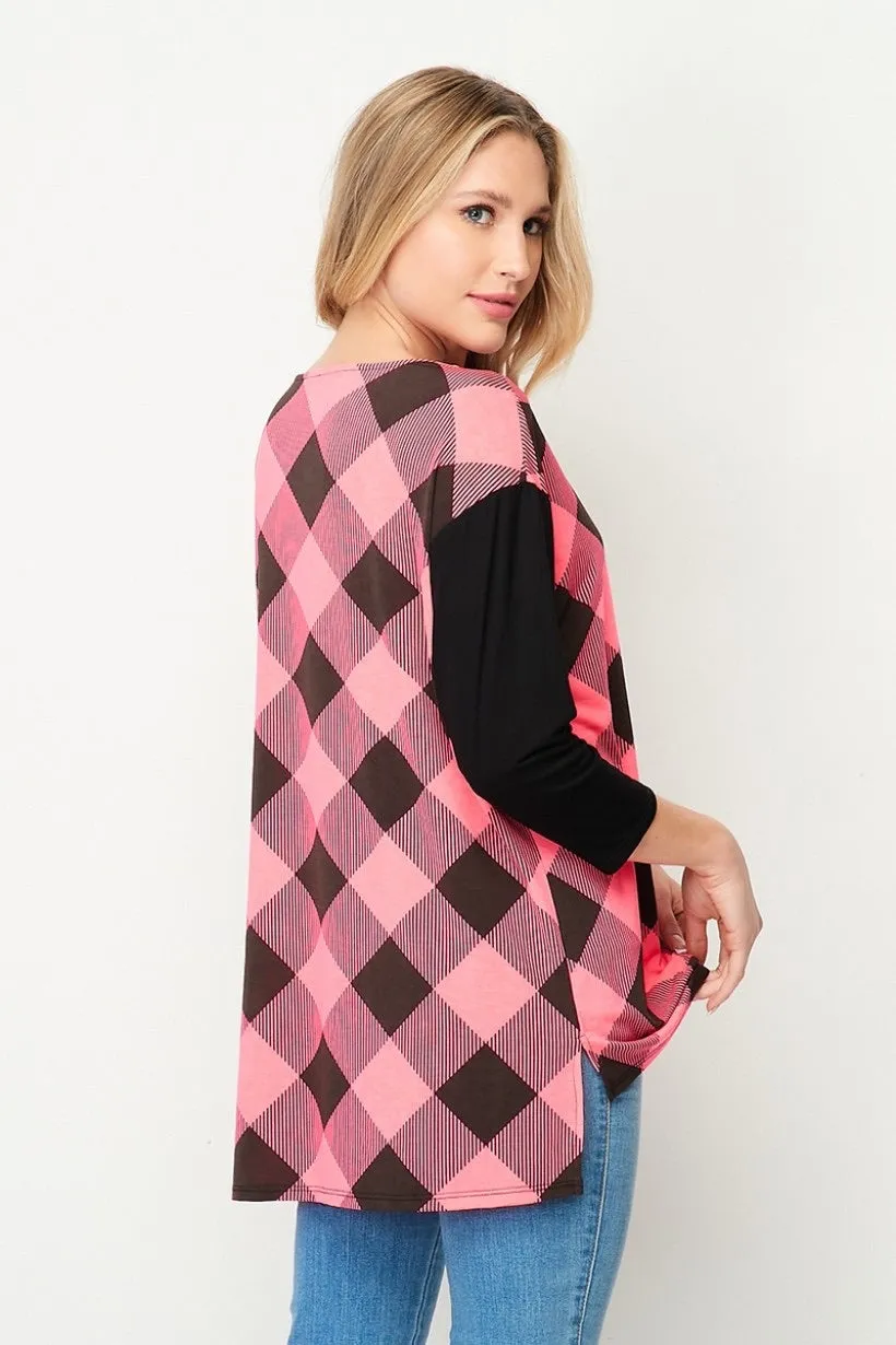 Plaid Top With Pocket | 2 colors