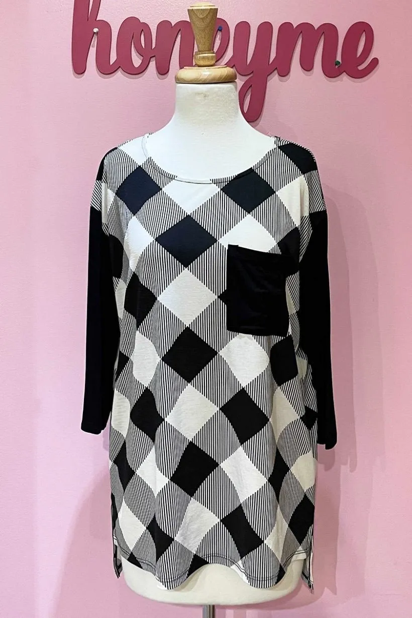 Plaid Top With Pocket | 2 colors