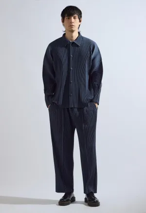Pleated Long Sleeve in Navy