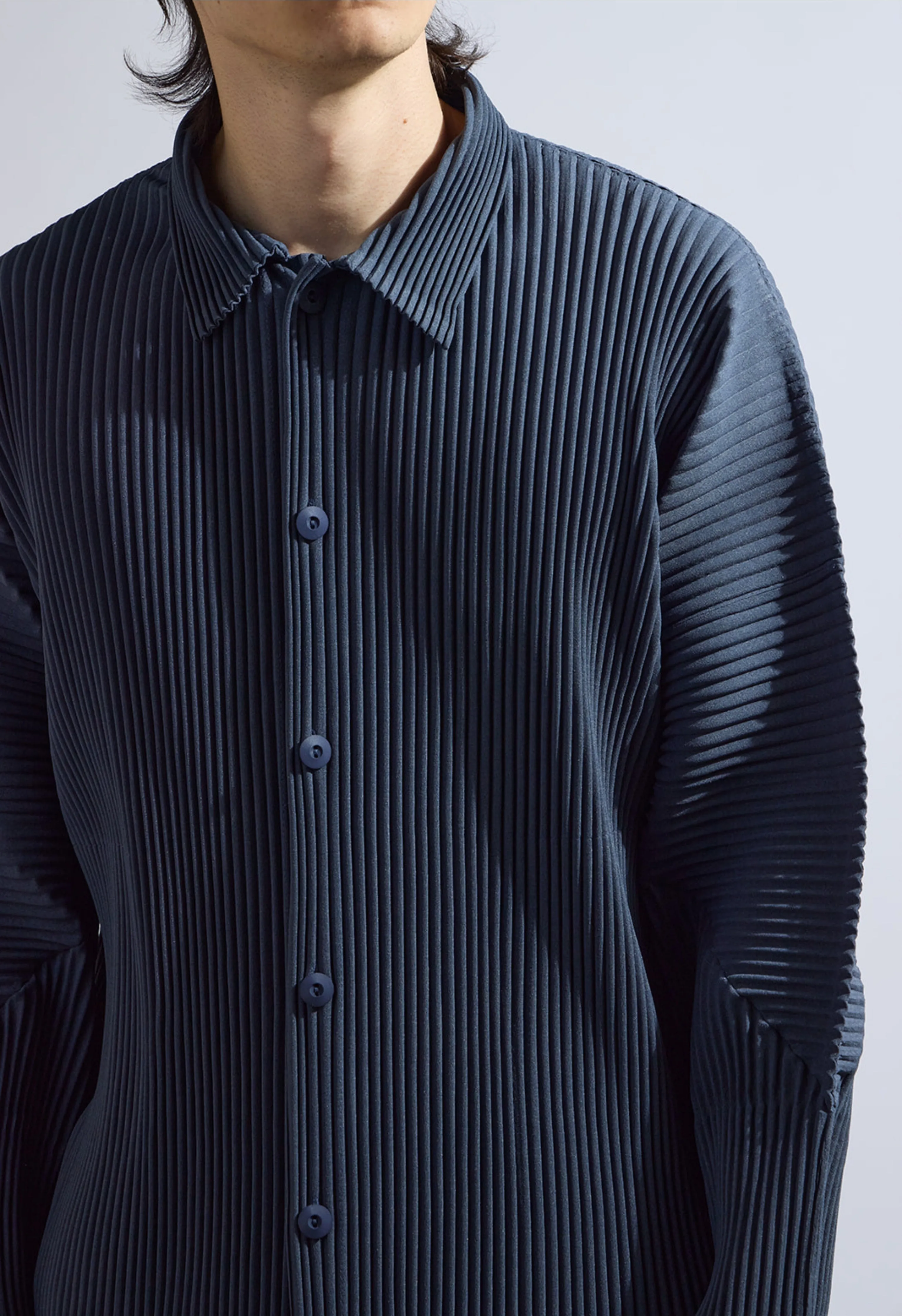 Pleated Long Sleeve in Navy