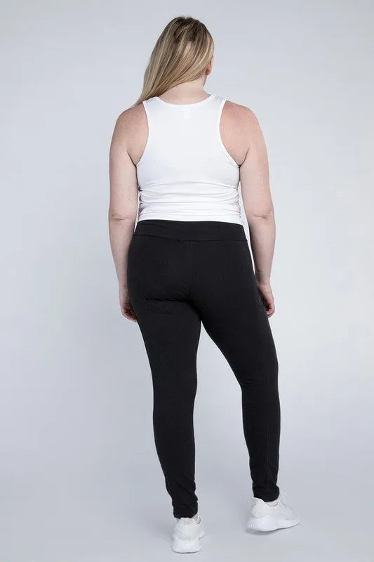 Plus Everyday Cotton Leggings with Pockets – Stretchy, Full-Length Fit
