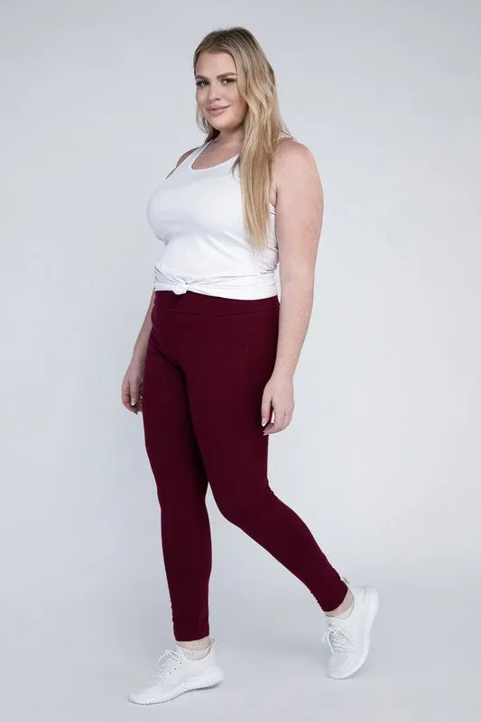 Plus Everyday Cotton Leggings with Pockets – Stretchy, Full-Length Fit