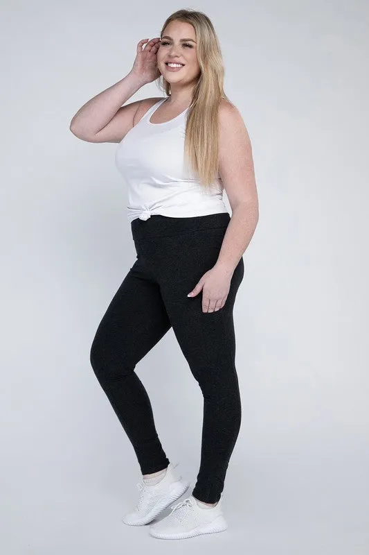 Plus Everyday Cotton Leggings with Pockets – Stretchy, Full-Length Fit