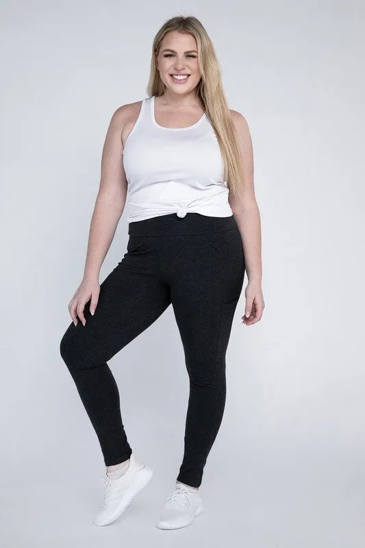 Plus Everyday Cotton Leggings with Pockets – Stretchy, Full-Length Fit