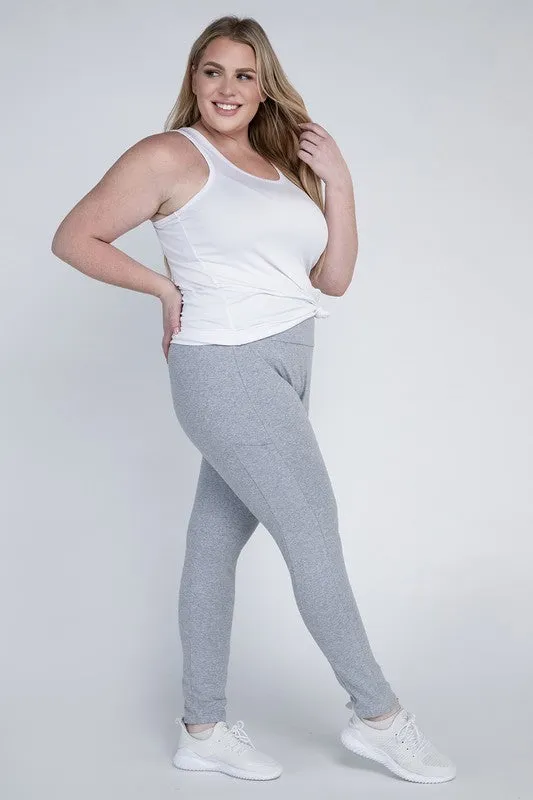 Plus Everyday Cotton Leggings with Pockets – Stretchy, Full-Length Fit
