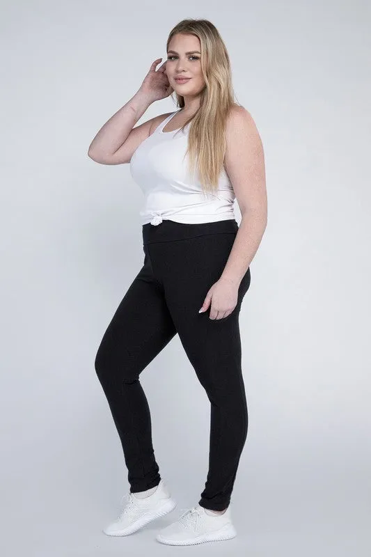 Plus Everyday Cotton Leggings with Pockets – Stretchy, Full-Length Fit