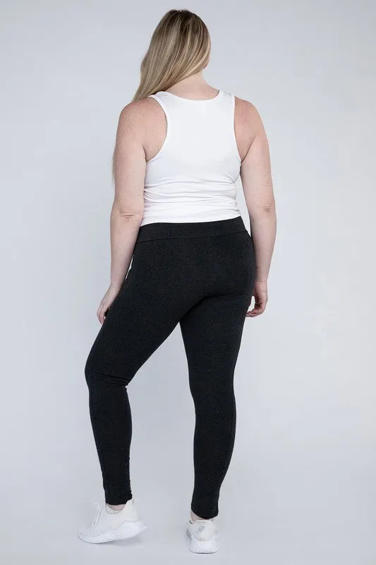 Plus Everyday Cotton Leggings with Pockets – Stretchy, Full-Length Fit