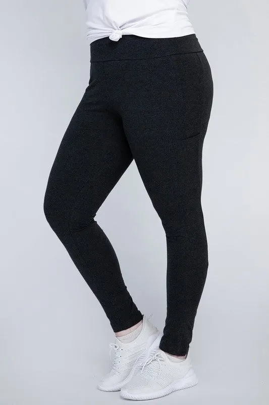 Plus Everyday Cotton Leggings with Pockets – Stretchy, Full-Length Fit