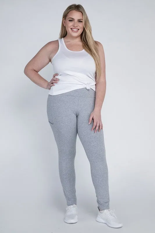 Plus Everyday Cotton Leggings with Pockets – Stretchy, Full-Length Fit