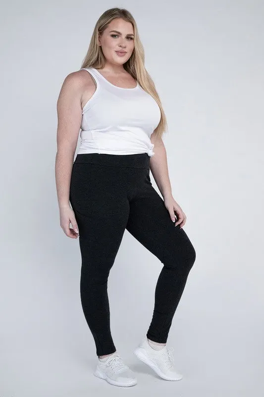 Plus Everyday Cotton Leggings with Pockets – Stretchy, Full-Length Fit