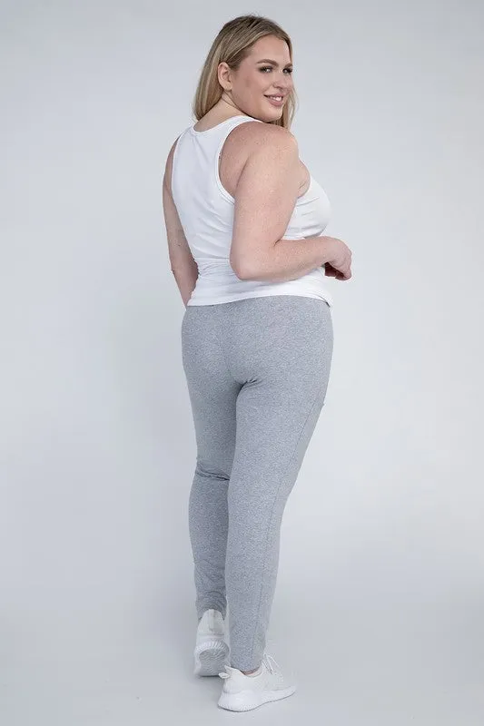 Plus Everyday Cotton Leggings with Pockets – Stretchy, Full-Length Fit
