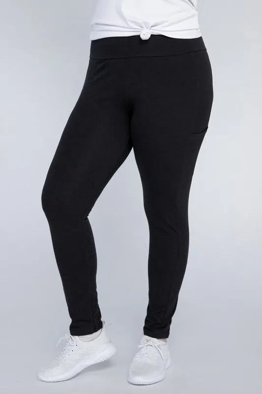 Plus Everyday Cotton Leggings with Pockets – Stretchy, Full-Length Fit
