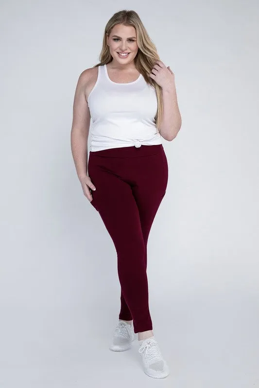 Plus Everyday Cotton Leggings with Pockets – Stretchy, Full-Length Fit