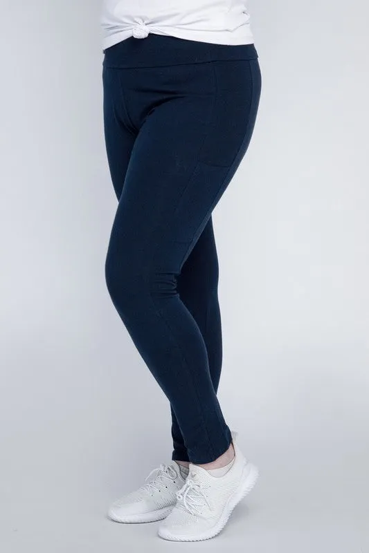 Plus Everyday Cotton Leggings with Pockets – Stretchy, Full-Length Fit