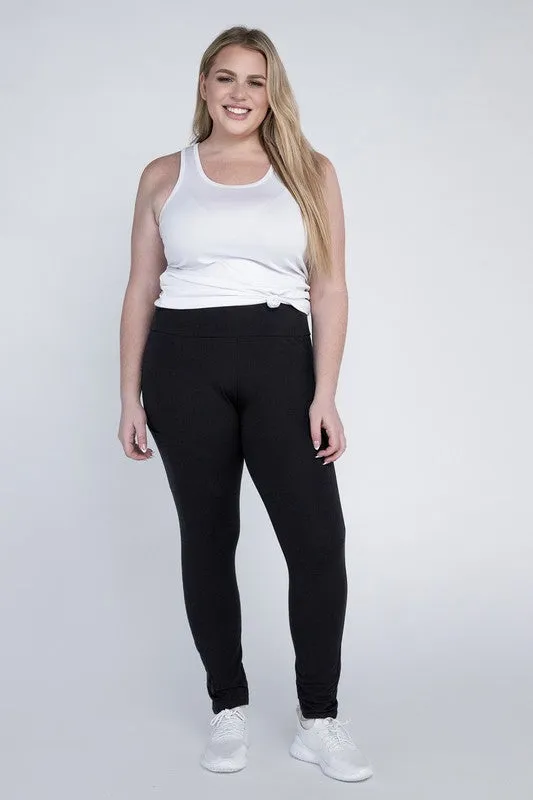 Plus Everyday Cotton Leggings with Pockets – Stretchy, Full-Length Fit