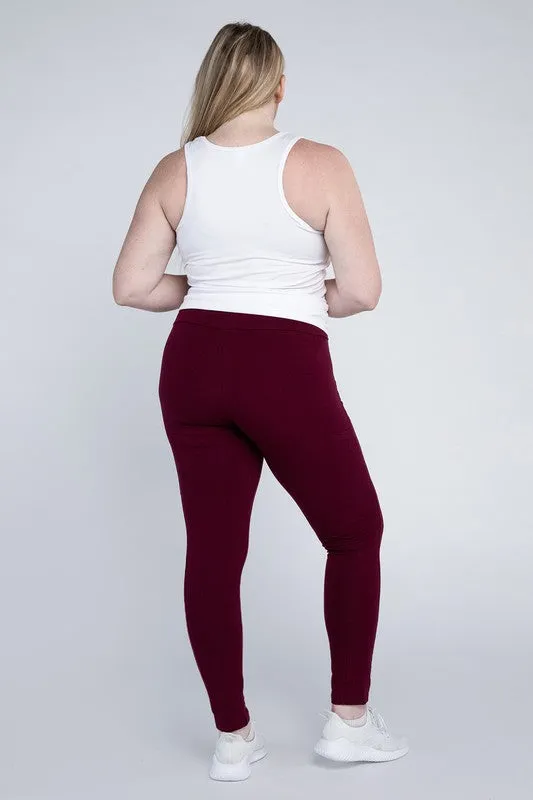 Plus Everyday Cotton Leggings with Pockets – Stretchy, Full-Length Fit